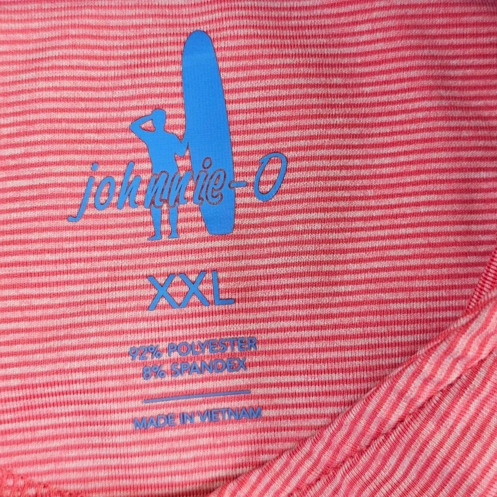 Johnnie-O Mens 2XL Pink Striped 1/4 Zip Harrison Lake CC Golf Pullover